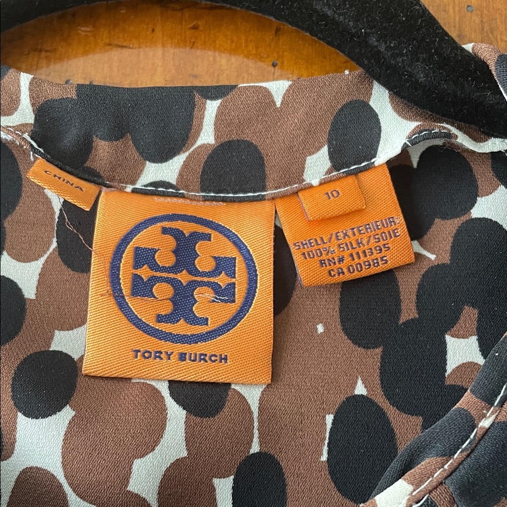Tory Burch Brown and Black Polka Dot Blouse